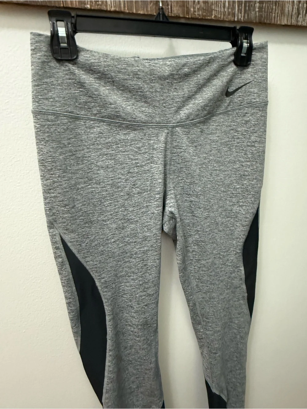 Nike Grey Heather Leggings with Black Accent Panels
